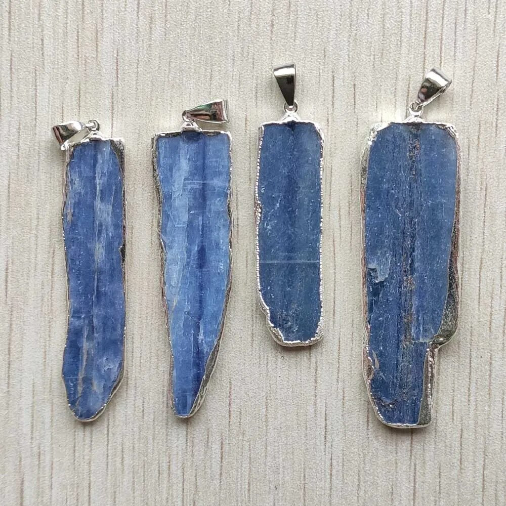 8pcs/lot natural Kyanite Irregular rectangle stone pendants for making jewelry