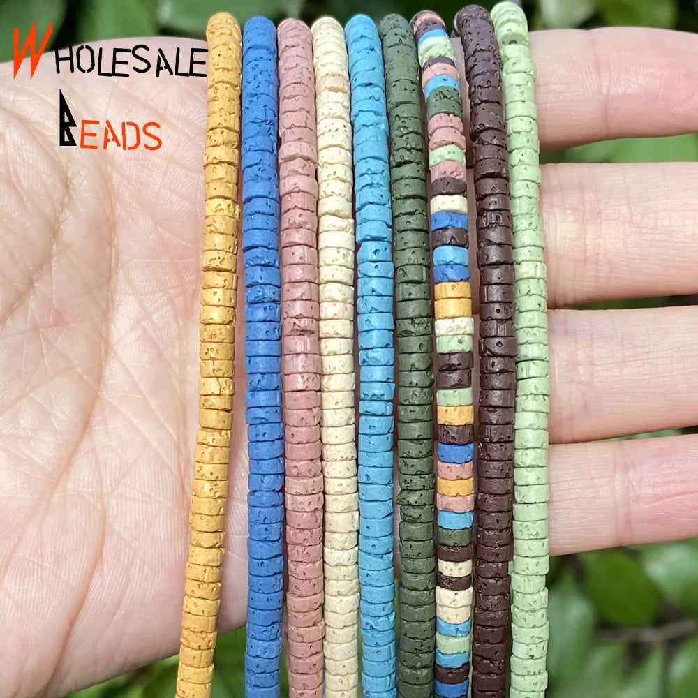 2x4mm Natural Stone Beads Colorful Cylinder Volcanic Rock Lava Beads For Jewelry Making DIY Handmade Bracelet Necklace 15'' strand