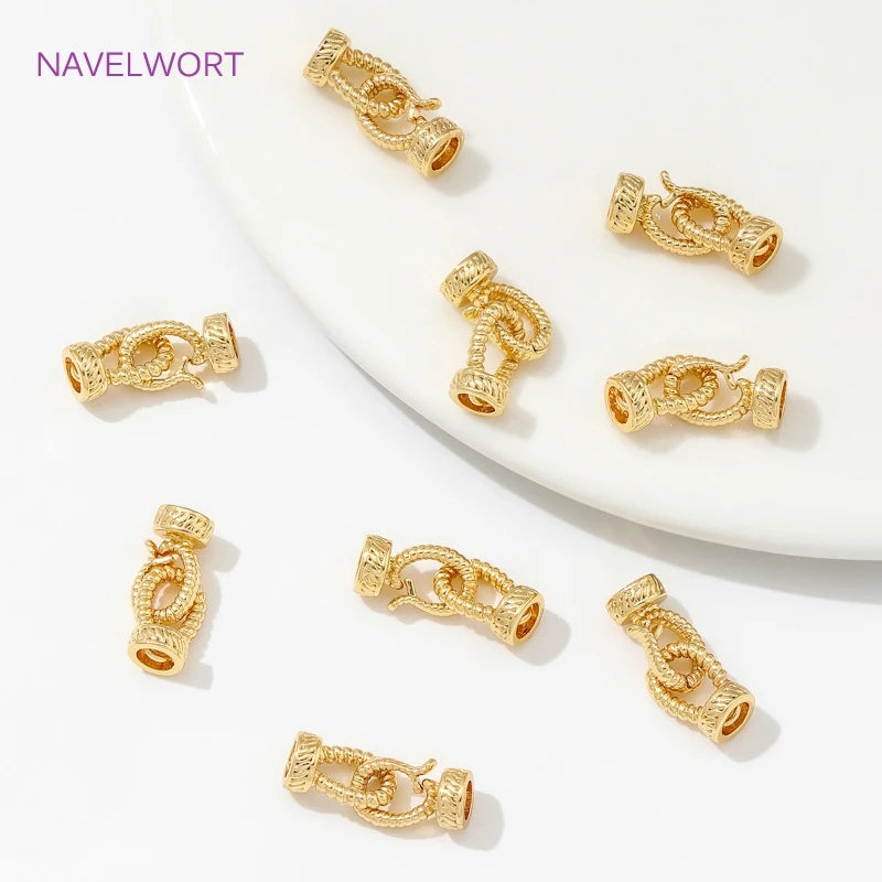 18K Gold Plated Brass Pearl Clasp Lock,Brass Connector Clasps End Caps Fastener