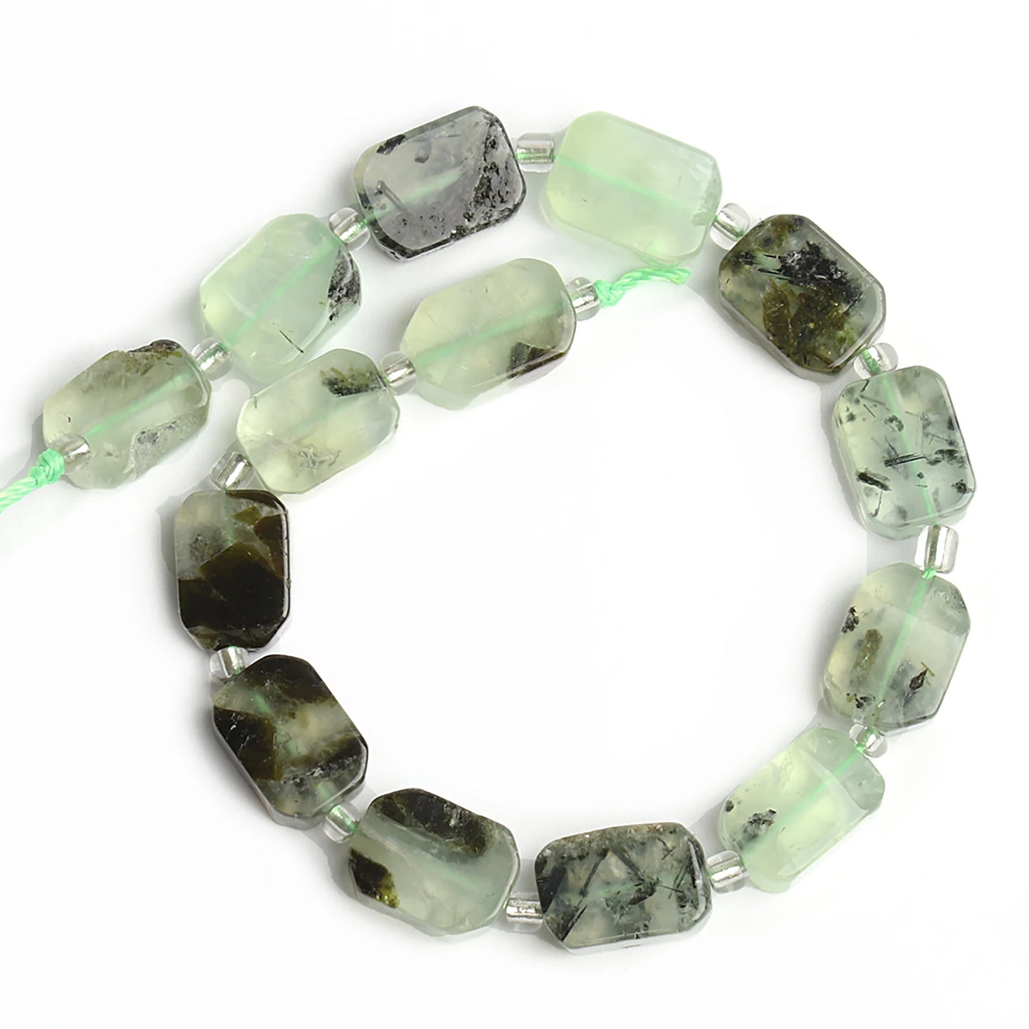 Green Prehnite Rectangle Natural Gemstone Beads