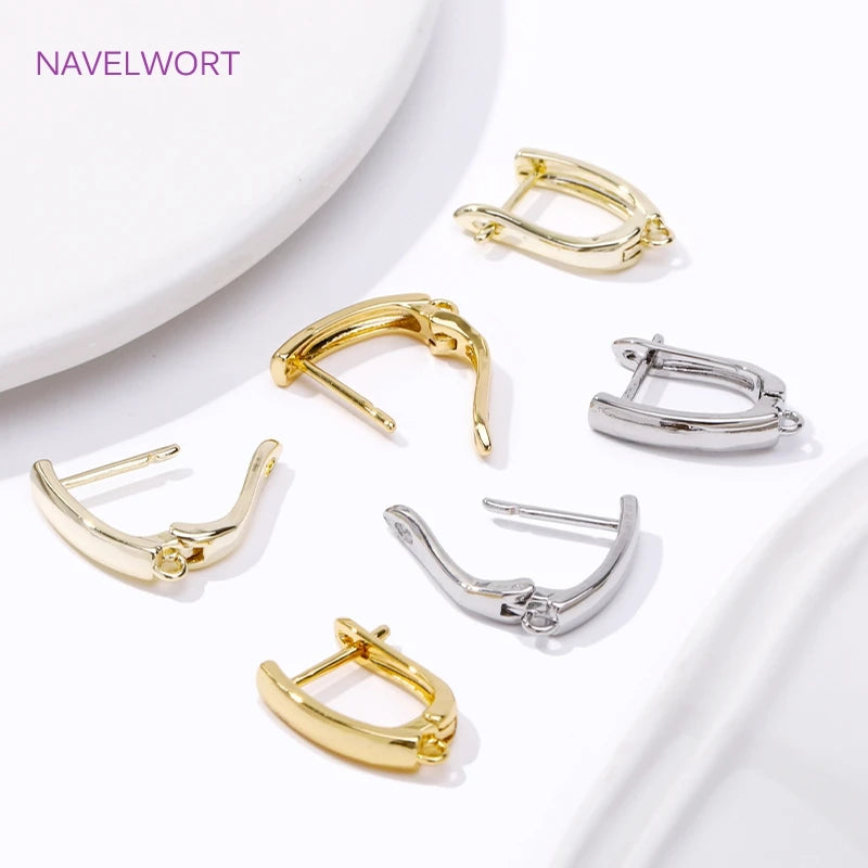 18K Gold Plated/Rhodium Smooth Earring Hook Clasps High Quality Ear Wire Hooks