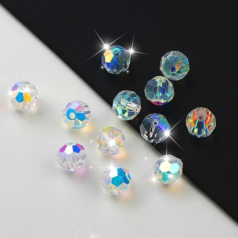 100PCS 4/6/8mm Luxury Crystal Beads for Jewelry Making AB Color Faceted Glass Beads DIY Bracelet Earrings Necklace