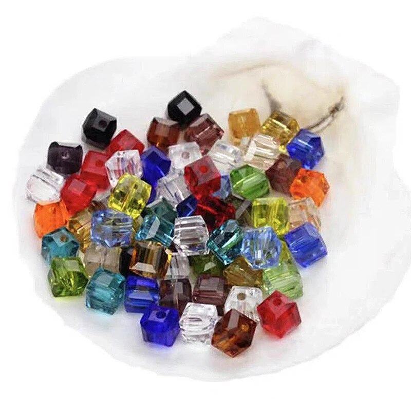 100-300PCS 4mm Cube Beads Mixed Color Jewelry Crystal Square Beads for DIY Jewellery Making Necklace Bracelet Earrings