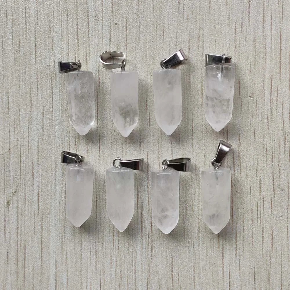 50pcs natural Rock Quartz crystal hexagonal pillar charms pendants