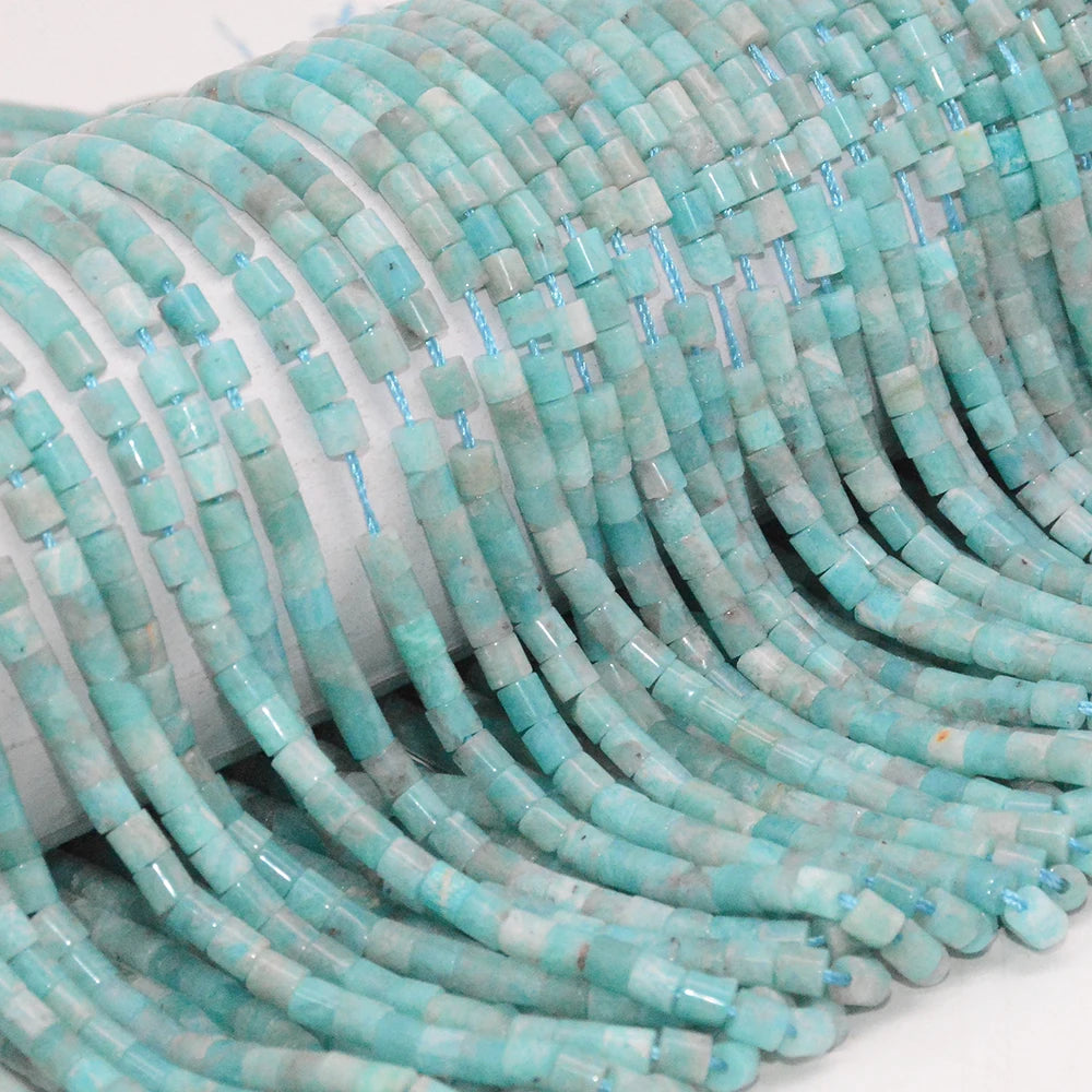 Natural Amazonite Flat Tube / Heishi Beads 4mmx4mm