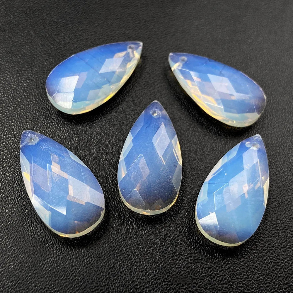 2PCS Natural Water Drop Stone 13X25mm Faceted Top Drilled Pendant Earrings Charm