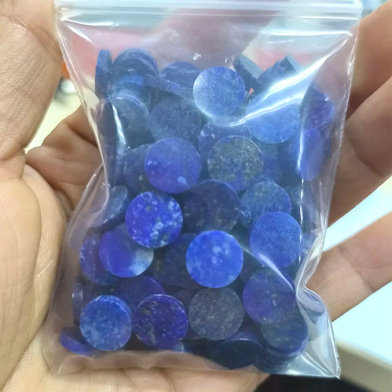 50PCS/Lot Round Coin Shape Natural Stone Lapis Lazuli Gems Double Flat