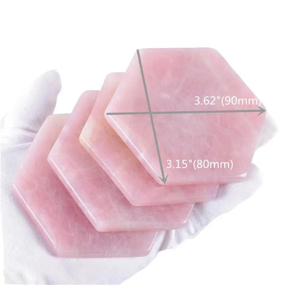 Natural Rose Quartz Coaster Crystal Stone Magic Slice Decor Healing Reiki Gift