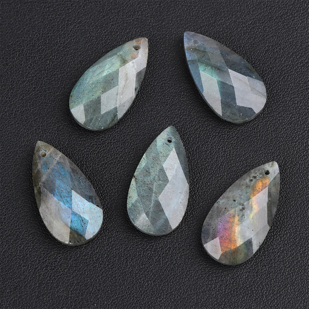 2PCS Natural Water Drop Stone 13X25mm Faceted Top Drilled Pendant Earrings Charm
