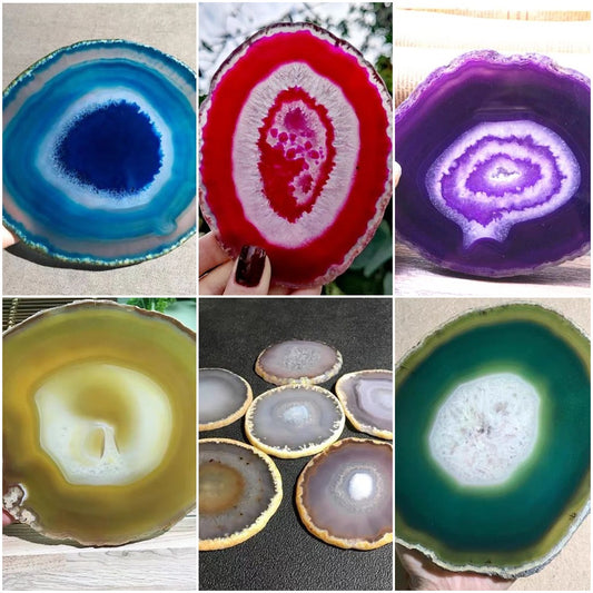 12-20CM Large Crystal AGATE SLAB Geode Slice Mineral Coaster Healing Reiki Decoration