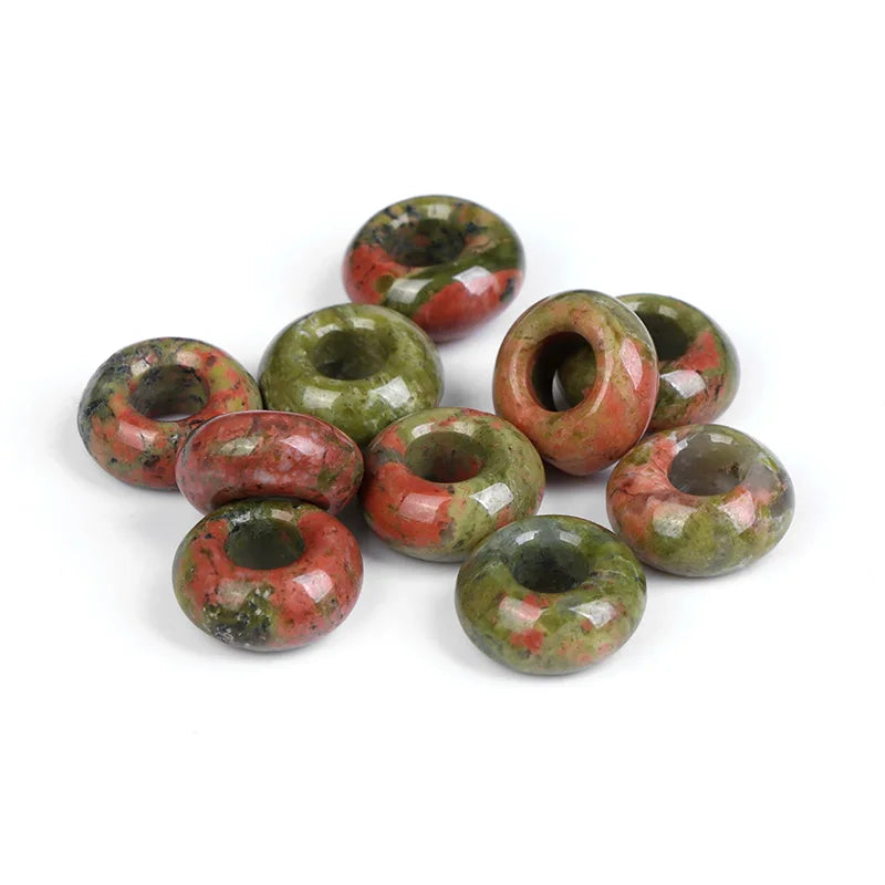 5pcs Abacus Shape Natural Stone Beads Big Hole Loose Bead For Making Jewelry Bracelet Earrings