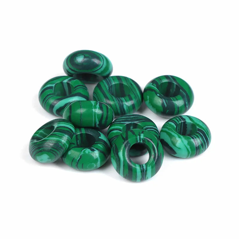 5pcs Abacus Shape Natural Stone Beads Big Hole Loose Bead For Making Jewelry Bracelet Earrings