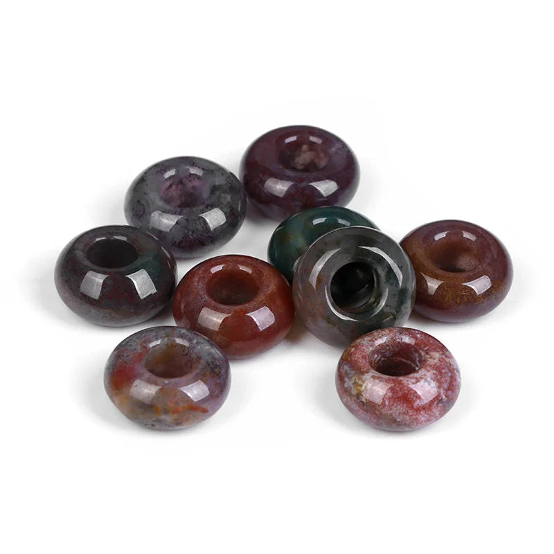 5pcs Abacus Shape Natural Stone Beads Big Hole Loose Bead For Making Jewelry Bracelet Earrings