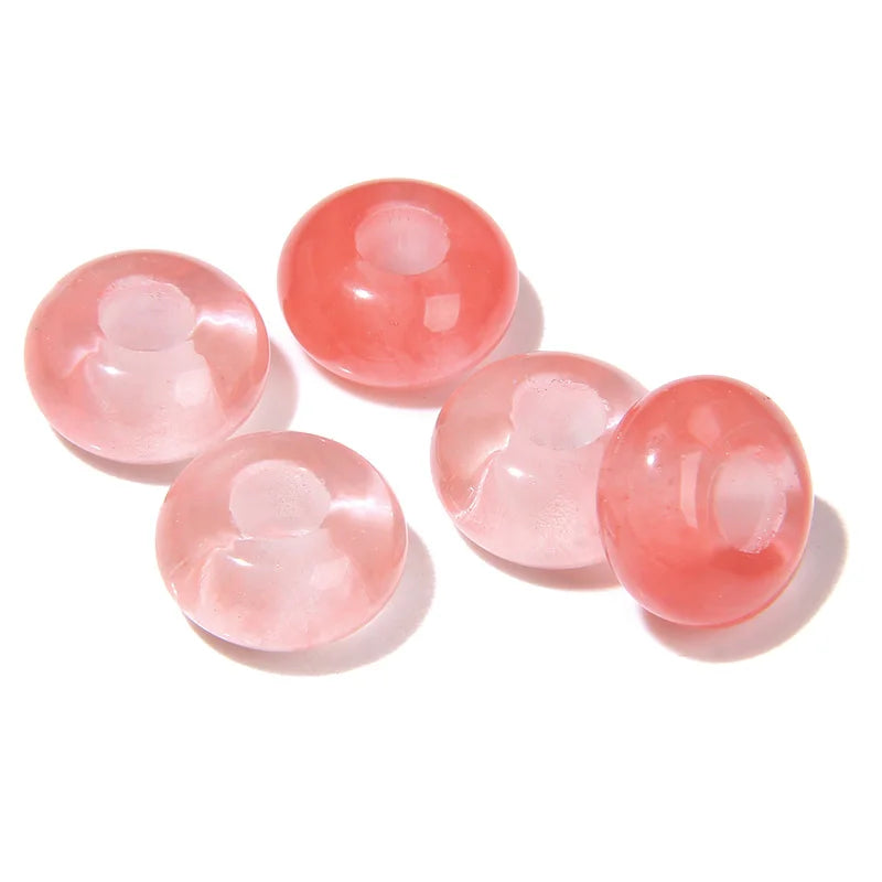 5pcs Abacus Shape Natural Stone Beads Big Hole Loose Bead For Making Jewelry Bracelet Earrings