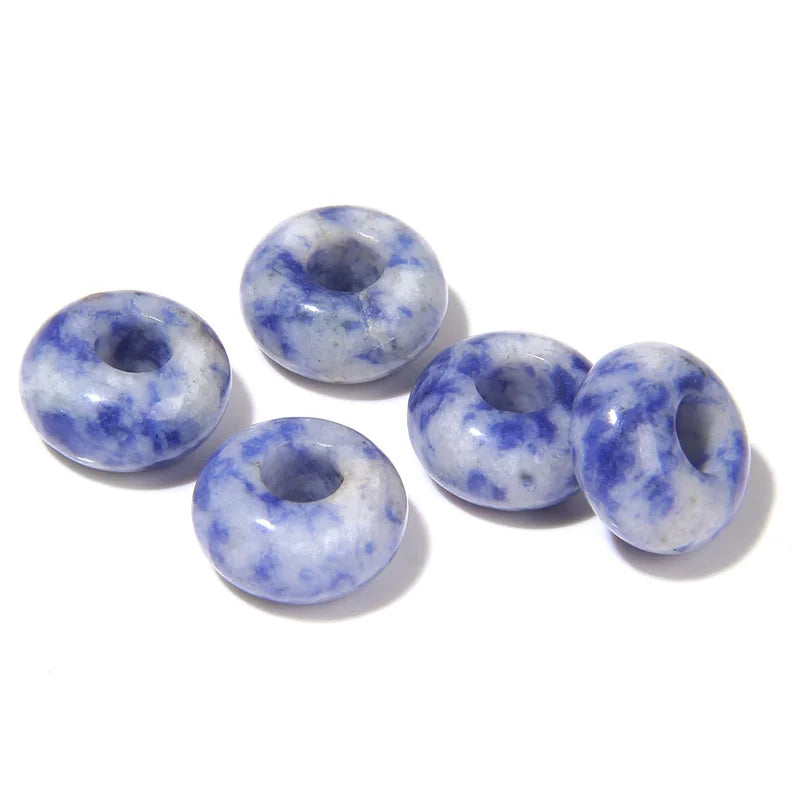 5pcs Abacus Shape Natural Stone Beads Big Hole Loose Bead For Making Jewelry Bracelet Earrings