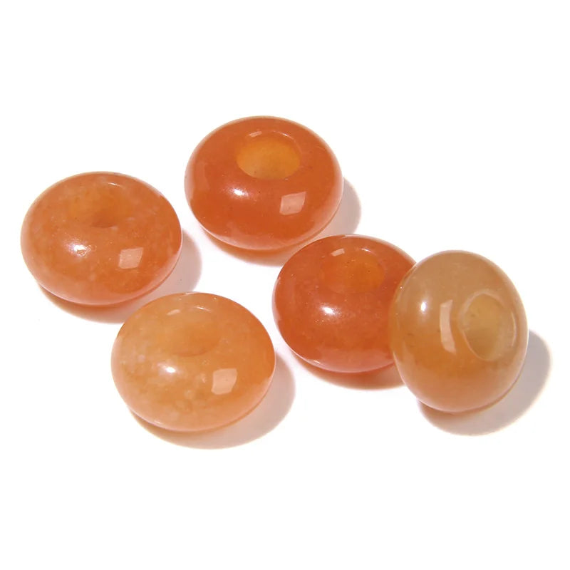 5pcs Abacus Shape Natural Stone Beads Big Hole Loose Bead For Making Jewelry Bracelet Earrings