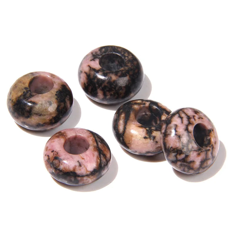 5pcs Abacus Shape Natural Stone Beads Big Hole Loose Bead For Making Jewelry Bracelet Earrings