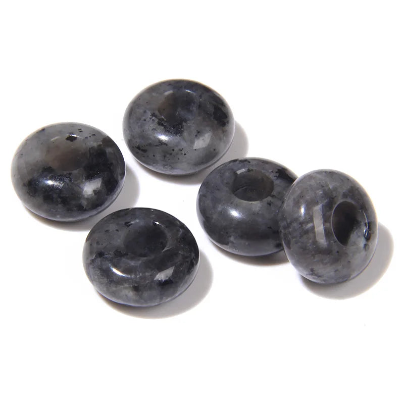 5pcs Abacus Shape Natural Stone Beads Big Hole Loose Bead For Making Jewelry Bracelet Earrings