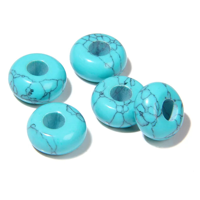 5pcs Abacus Shape Natural Stone Beads Big Hole Loose Bead For Making Jewelry Bracelet Earrings