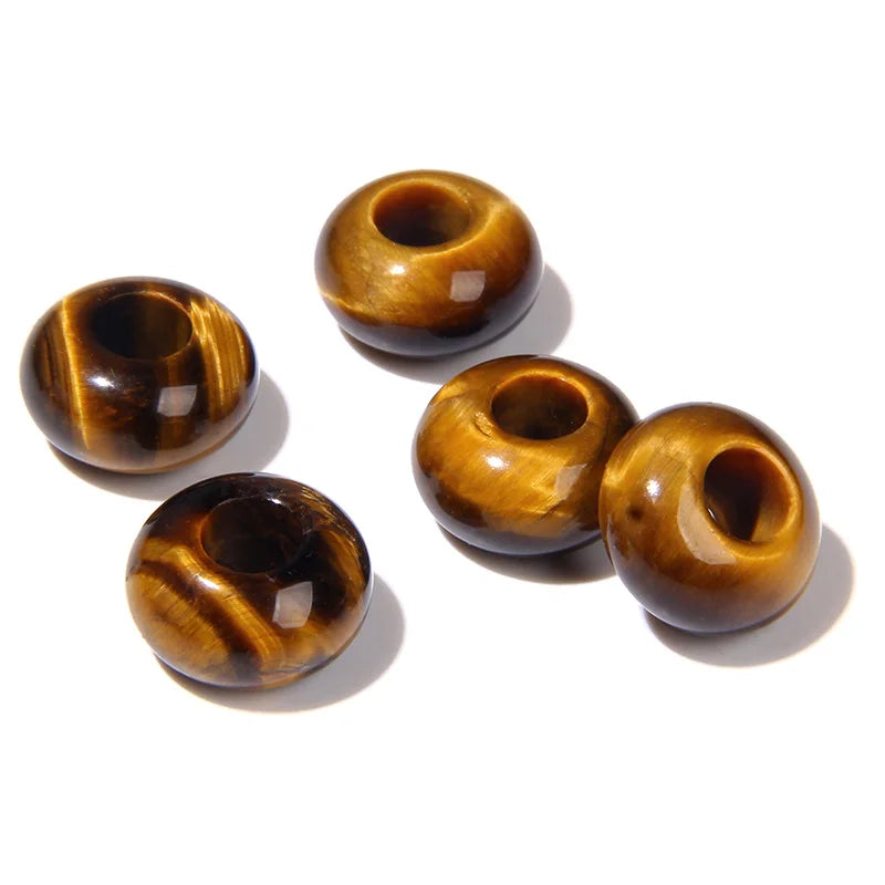 5pcs Abacus Shape Natural Stone Beads Big Hole Loose Bead For Making Jewelry Bracelet Earrings