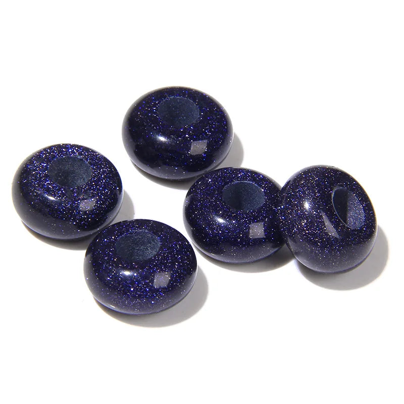 5pcs Abacus Shape Natural Stone Beads Big Hole Loose Bead For Making Jewelry Bracelet Earrings