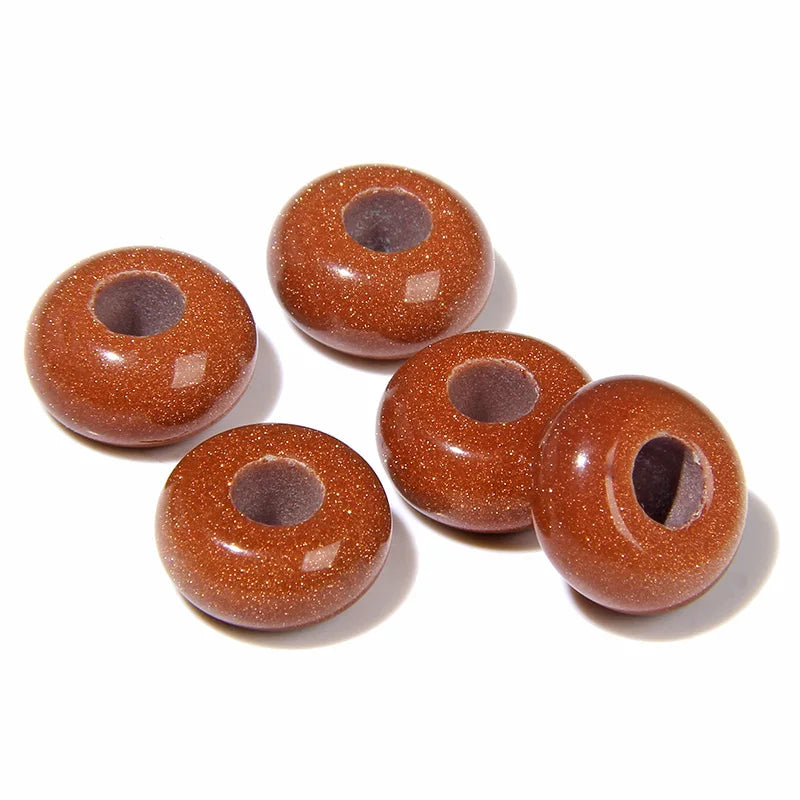 5pcs Abacus Shape Natural Stone Beads Big Hole Loose Bead For Making Jewelry Bracelet Earrings