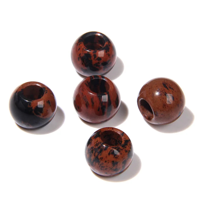 5pcs Abacus Shape Natural Stone Beads Big Hole Loose Bead For Making Jewelry Bracelet Earrings