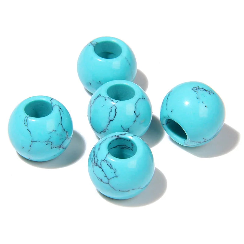 5pcs Abacus Shape Natural Stone Beads Big Hole Loose Bead For Making Jewelry Bracelet Earrings