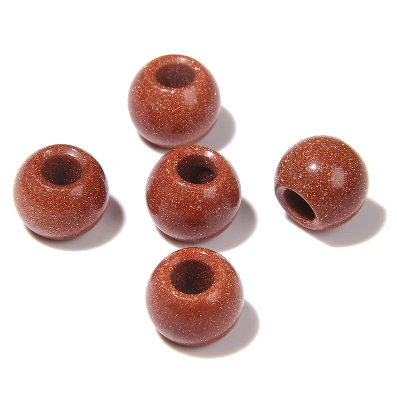 5pcs Abacus Shape Natural Stone Beads Big Hole Loose Bead For Making Jewelry Bracelet Earrings