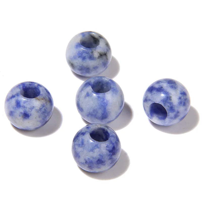 5pcs Abacus Shape Natural Stone Beads Big Hole Loose Bead For Making Jewelry Bracelet Earrings